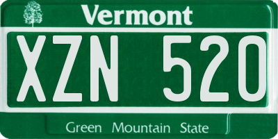 VT license plate XZN520
