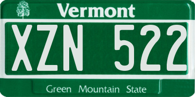 VT license plate XZN522