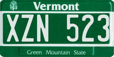 VT license plate XZN523