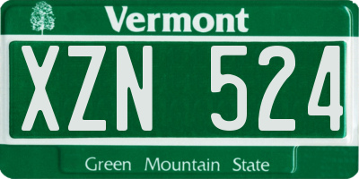 VT license plate XZN524