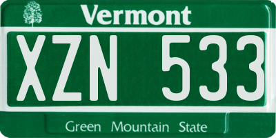 VT license plate XZN533