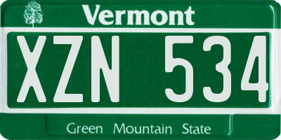 VT license plate XZN534