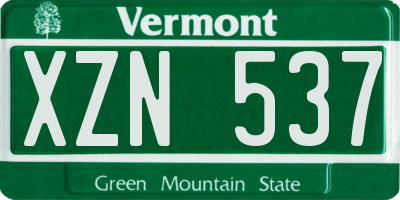 VT license plate XZN537