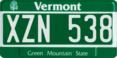 VT license plate XZN538