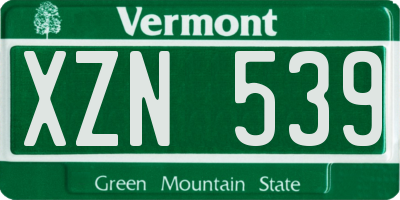 VT license plate XZN539