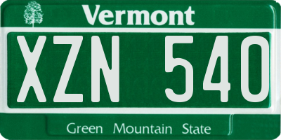 VT license plate XZN540