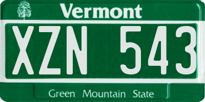 VT license plate XZN543