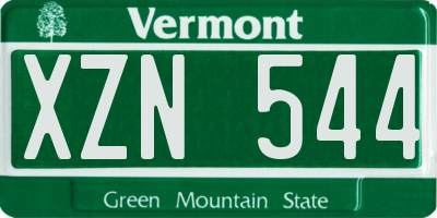 VT license plate XZN544