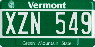 VT license plate XZN549