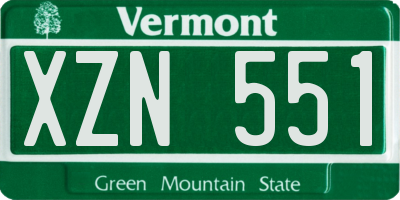 VT license plate XZN551