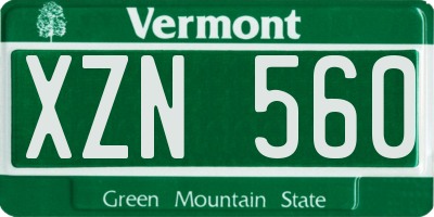 VT license plate XZN560