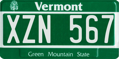 VT license plate XZN567