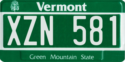 VT license plate XZN581