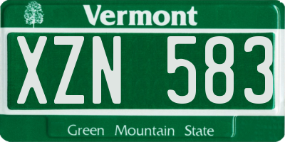 VT license plate XZN583
