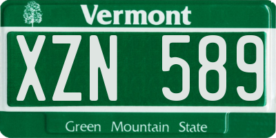 VT license plate XZN589