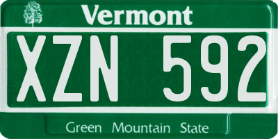 VT license plate XZN592