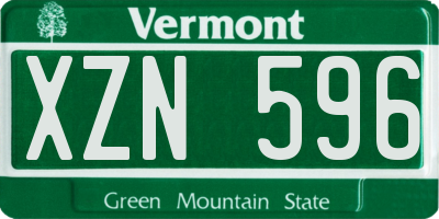 VT license plate XZN596