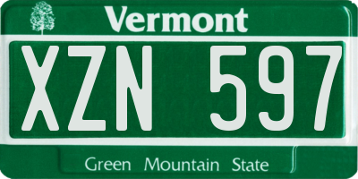 VT license plate XZN597