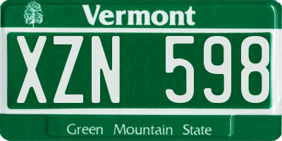 VT license plate XZN598