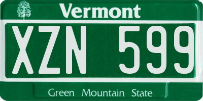 VT license plate XZN599