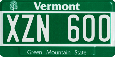 VT license plate XZN600