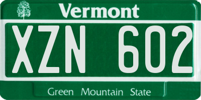 VT license plate XZN602