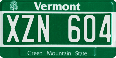 VT license plate XZN604