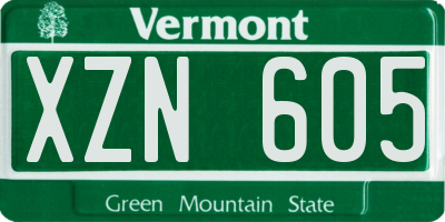 VT license plate XZN605