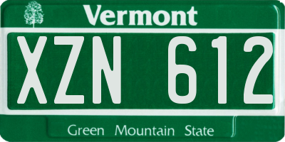 VT license plate XZN612