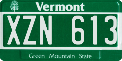 VT license plate XZN613