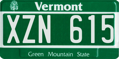 VT license plate XZN615