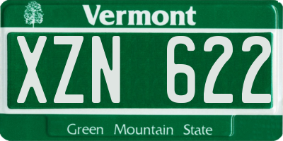 VT license plate XZN622