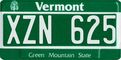 VT license plate XZN625