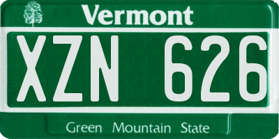 VT license plate XZN626