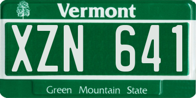 VT license plate XZN641