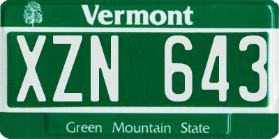 VT license plate XZN643