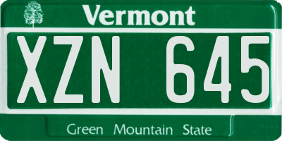 VT license plate XZN645