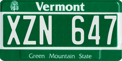 VT license plate XZN647