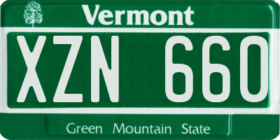 VT license plate XZN660