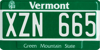 VT license plate XZN665