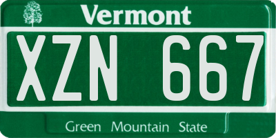 VT license plate XZN667