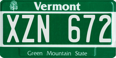 VT license plate XZN672