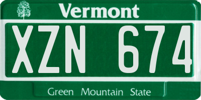 VT license plate XZN674