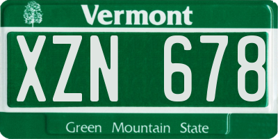 VT license plate XZN678