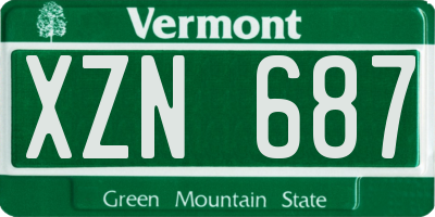 VT license plate XZN687
