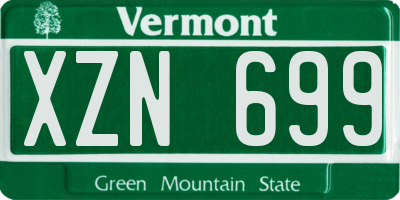 VT license plate XZN699