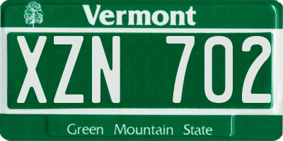 VT license plate XZN702