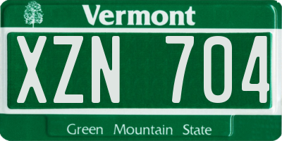VT license plate XZN704