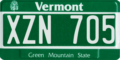 VT license plate XZN705
