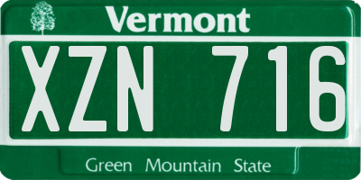 VT license plate XZN716
